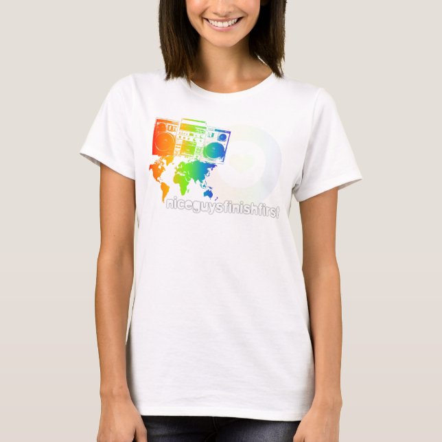 T-shirt basculage partout dans le monde des dames (Devant)