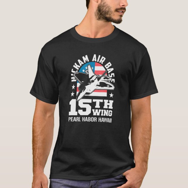T-shirt Base aérienne de Hickam Pearl Harbour Hawaii 15e E (Devant)