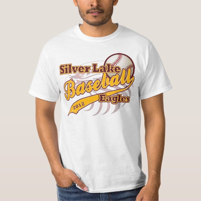 T-shirt Base-ball argenté d'Eagles de lac (Devant)