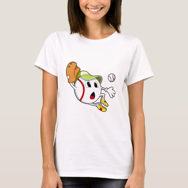 T-shirt Base-ball avec Baseball Glove & Cap (Devant)