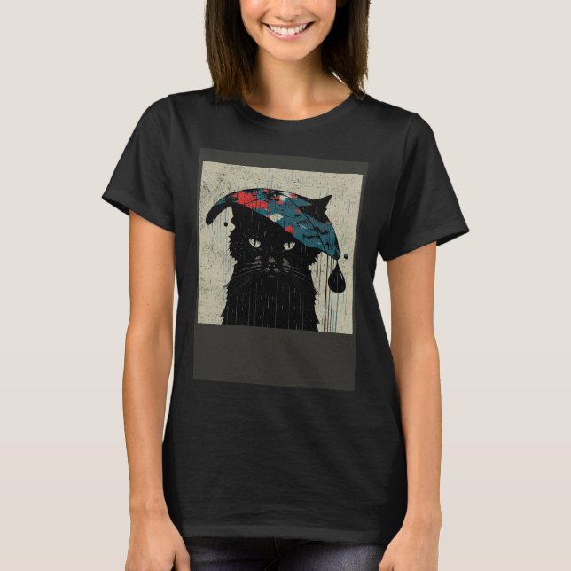 T-shirt Base-ball Chat Noir Pluvieux (Devant)