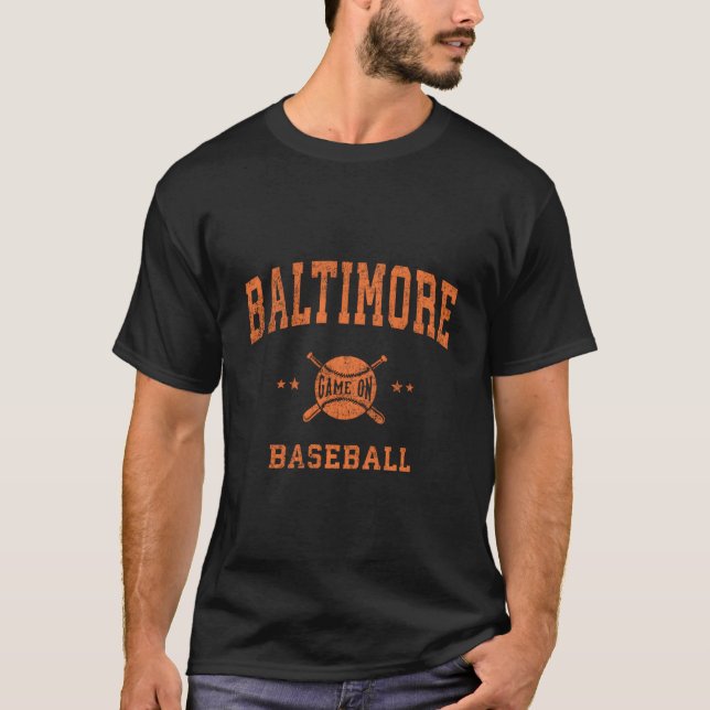 T-shirt Base-ball de Baltimore Rétro (Devant)