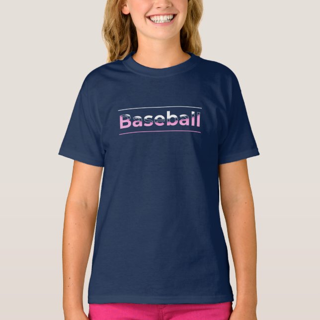 T-shirt Base-ball Féminin - Typographie Géométrique Rose (Devant)