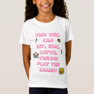 T-Shirt base-ball-filles, joueur Silhou de