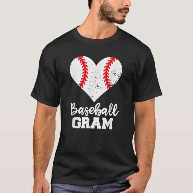 T-shirt Base-ball Gram Funny Baseball Heart Grandma Gram (Devant)