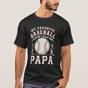 T-shirt Base-ball Rétro Papa Mon Joueur de Base-ball Préfé