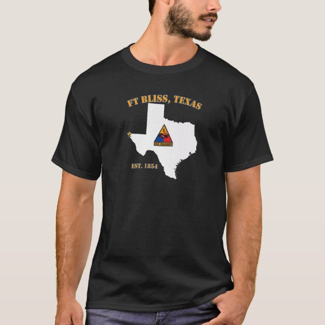 T-shirt Base militaire de Fort Bliss Tx 1re division blind (Devant)