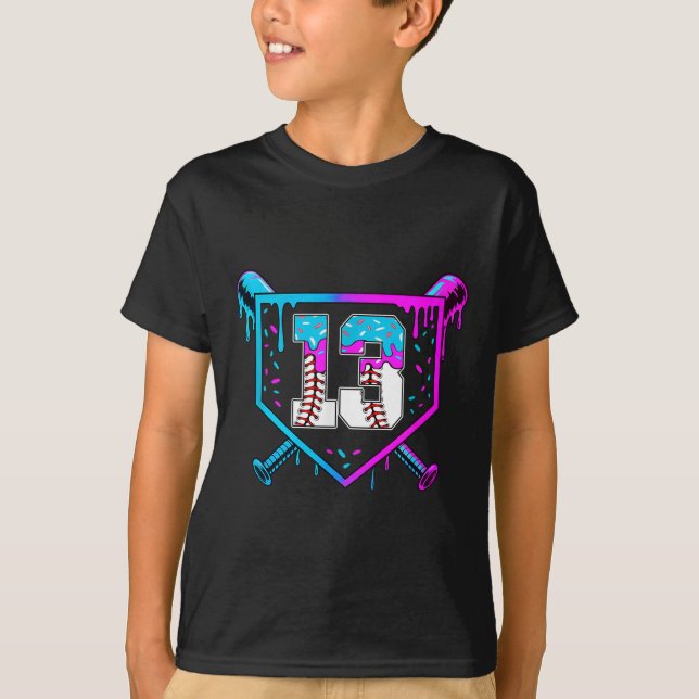 T-shirt Baseball 13e anniversaire Ice Cream Drip 13 ans (Devant)