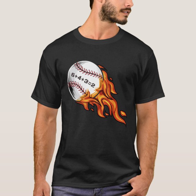 T-shirt Baseball 6432 Double Jouer 6+4+3=2 Maths de softba (Devant)