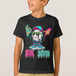 T-shirt Baseball 67 Drip Six Seven Signes de la main Crème