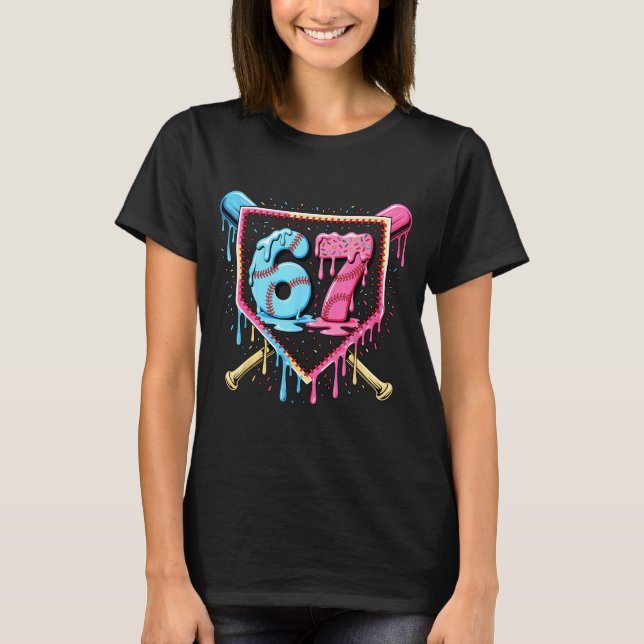 T-shirt Baseball 67 Ice Cream Drip Funny Six Seven Meme Bo (Devant)