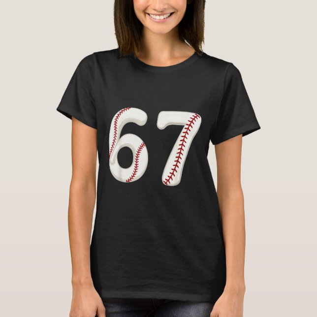 T-shirt Baseball 67 Number Funny Six Seven Gen Alpha Meme  (Devant)
