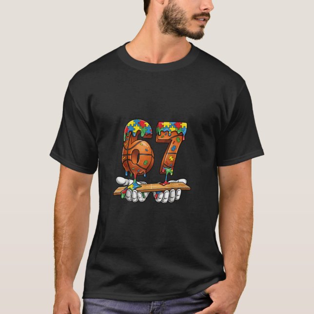 T-shirt Baseball 67 Puzzle Drip Six Seven Mème Garçons Aut (Devant)