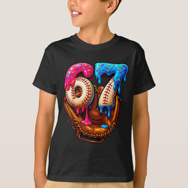 T-shirt Baseball 67 Six Seven Drôle 6 7 Mème Gen Alpha Mem (Devant)