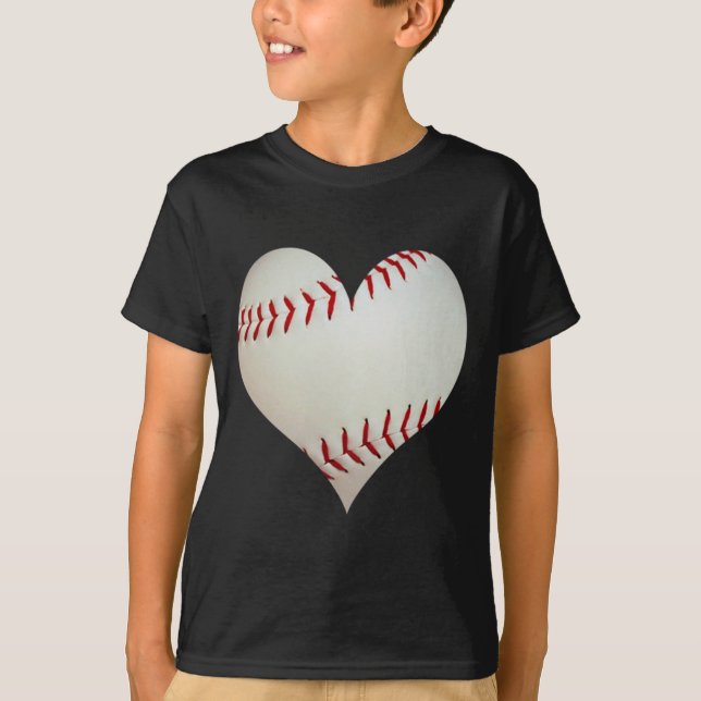 T-shirt Baseball Américain En Forme De Coeur (Devant)