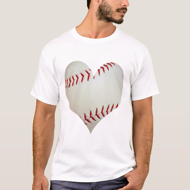 T-shirt Baseball Américain En Forme De Coeur (Devant)