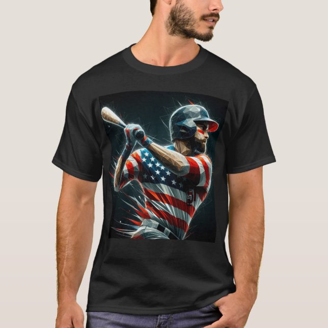 T-shirt Baseball Américain Patriotique (Devant)