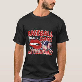 T-shirt Baseball American Flag Lip Bite Drôle Citation amu