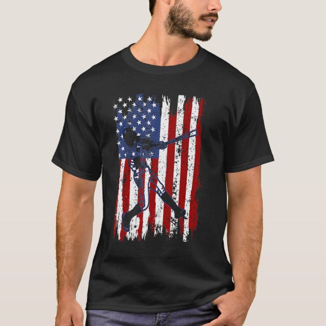 T-shirt Baseball American Flag Patriotic Catcher 4th Of Ju (Devant)