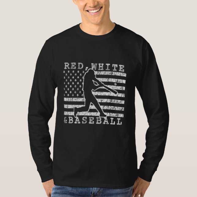 T-shirt Baseball American Flag Red White and Baseball Quot (Devant)