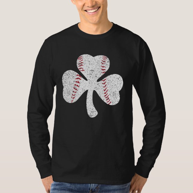 T-shirt Baseball Attrapeur Lanceur Trèfle  St Patrick2019 (Devant)