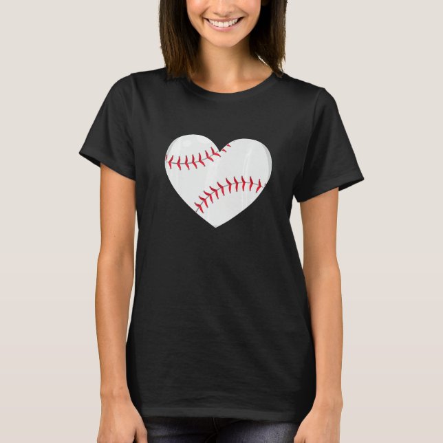 T-shirt Baseball Ball Heart Saint Valentin pour le basebal (Devant)