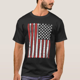 T-shirt Baseball Bat American Drapeau Ball Sport Design