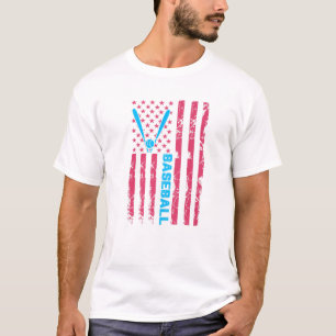 T-shirt Baseball Bat USA Drapeau Sports Lover Hommes Femme