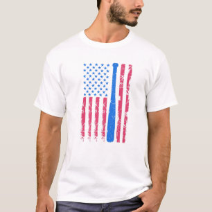 T-shirt Baseball Bat USA Drapeau Sports Lover Hommes Femme