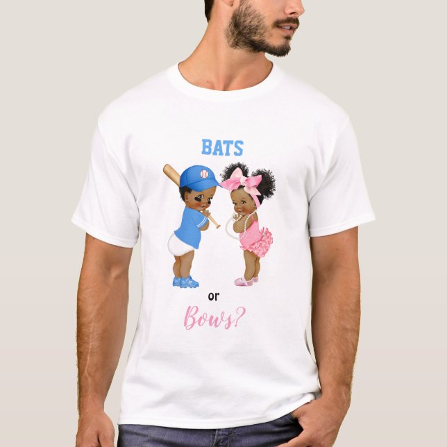 T-shirt Baseball Bats Bows Bébés Garçon Fille Genre Révéle (Devant)