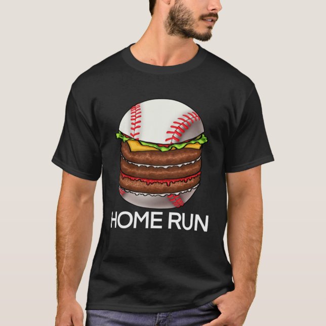 T-shirt Baseball Burger Home Run  Women Love Game Fries Fo (Devant)