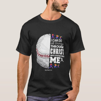 T-shirt Baseball Chrétien Je Puis Faire Toutes Choses Par 