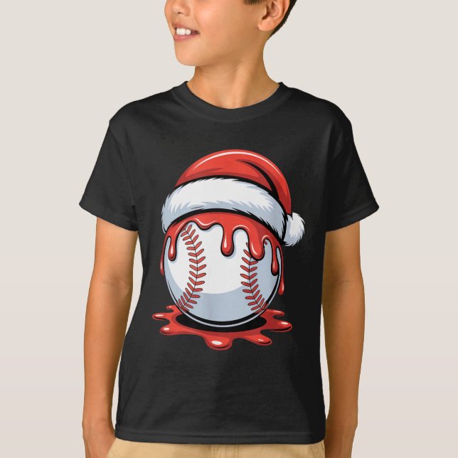 T-shirt Baseball Christmas Santa Hat Dripng Festive Holida (Devant)