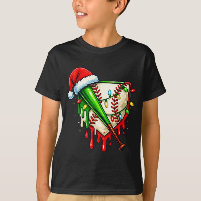 T-shirt Baseball Christmas Santa Hat Dripng Ice Cream Xmas (Devant)