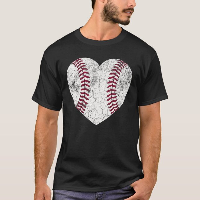 T-shirt Baseball Coeur Amusant Maman Papa Hommes Femmes So (Devant)