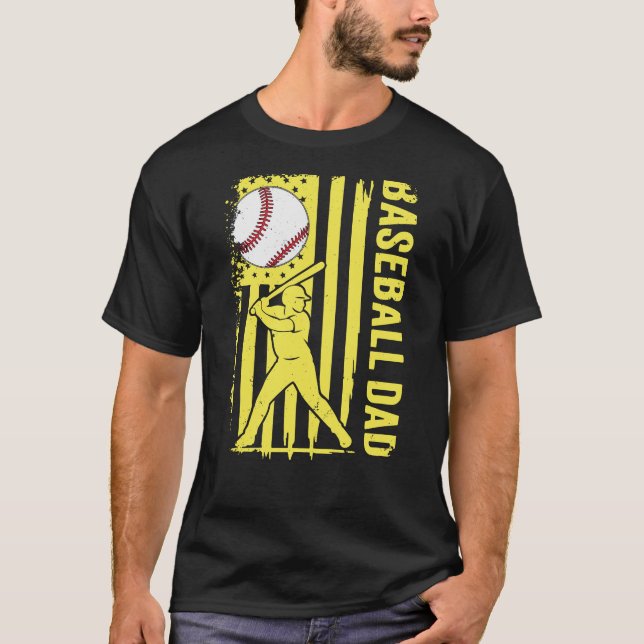 T-shirt Baseball Dad USA Flag (Devant)