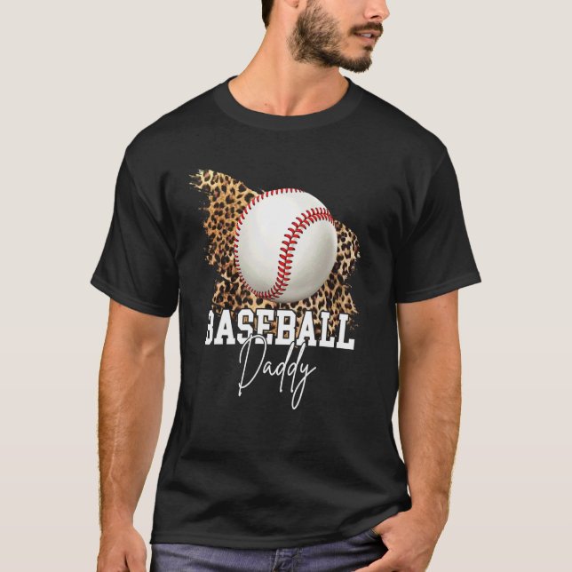 T-shirt Baseball Daddy Leopard Heart (Devant)