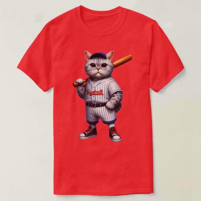 T-shirt Baseball de chat (Design devant)