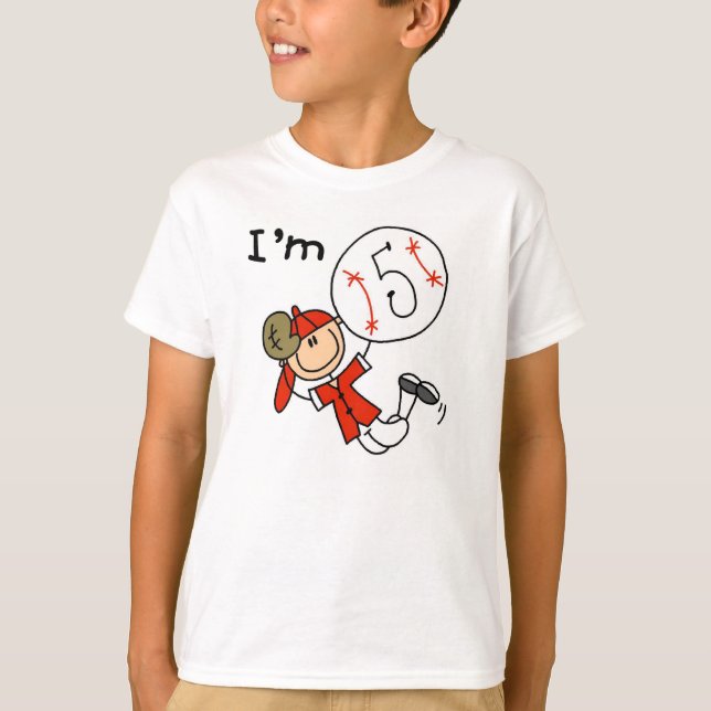 T-shirt Baseball de garçon J'ai 5 ans (Devant)