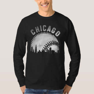 T-shirt Baseball de ville de la skyline vintage de Chicago