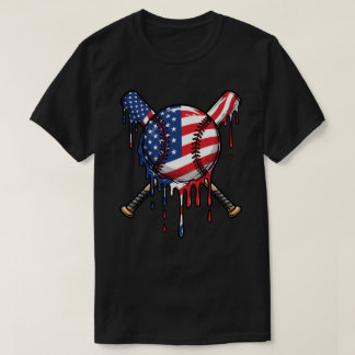 T-shirt Baseball Dégoulinant Drapeau Américain | Baseball 
