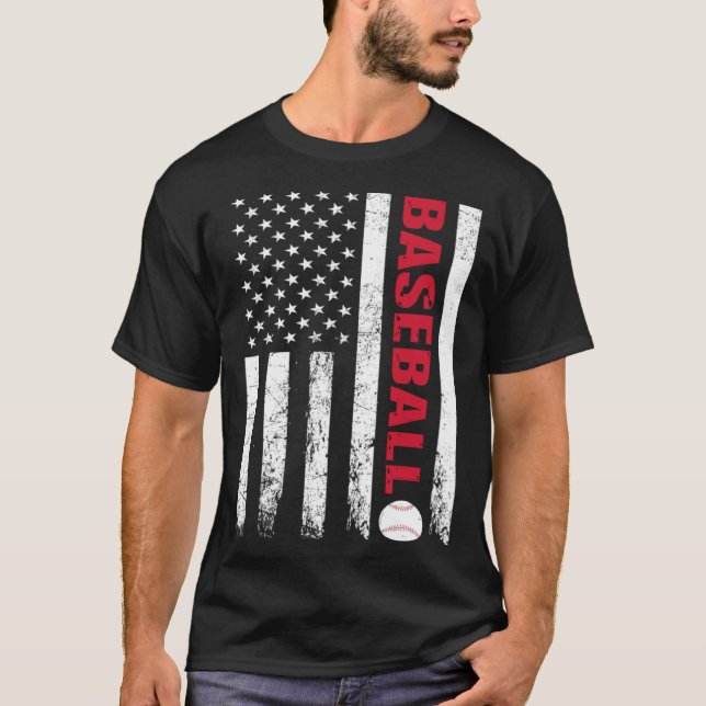 T-shirt Baseball Distressed American Flag USA Coach Athlet (Devant)