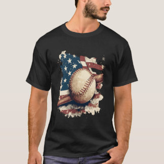 T-shirt Baseball Drapeau Américain Pour La Fête Des Pères