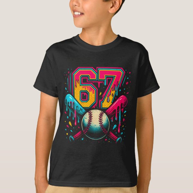 T-shirt Baseball Drip 6 7 Number 67 Six Seven Meme Mens Bo (Devant)