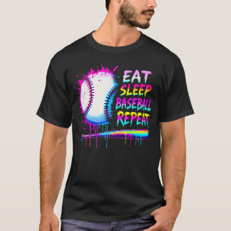 T-shirt Baseball Drip Boys Eat Sleep Baseball Repeat Ice