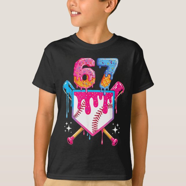 T-shirt Baseball Drip Number 67 Player Or 67th Birthday  (Devant)