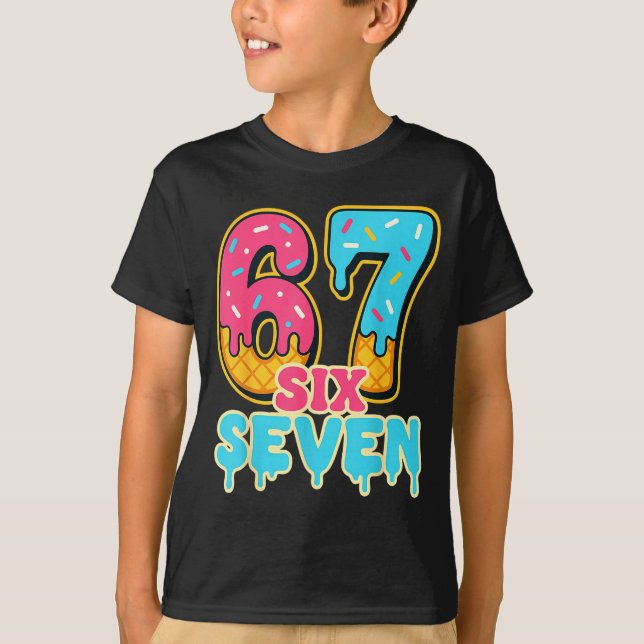 T-shirt Baseball Drip Number 67 Player Trendy 6 7 Meme Fun (Devant)