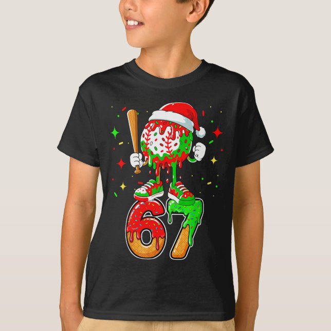 T-shirt Baseball Drip Numéro 67 Mème Crème Glacée Dripng C (Devant)