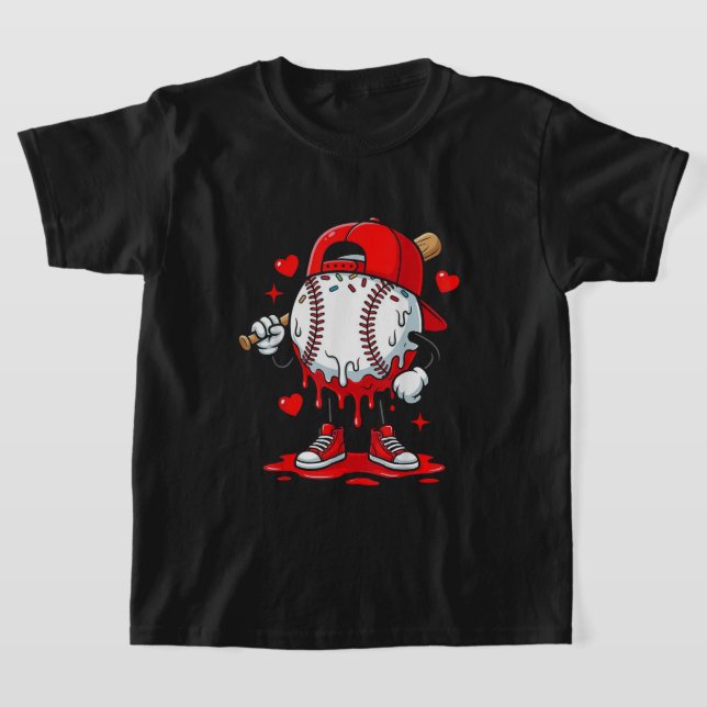 T-shirt Baseball Drip Valentines Shirt Design, Cool Sports (Poser)