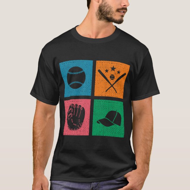T-shirt Baseball en bloc couleur 4 rétro (Devant)